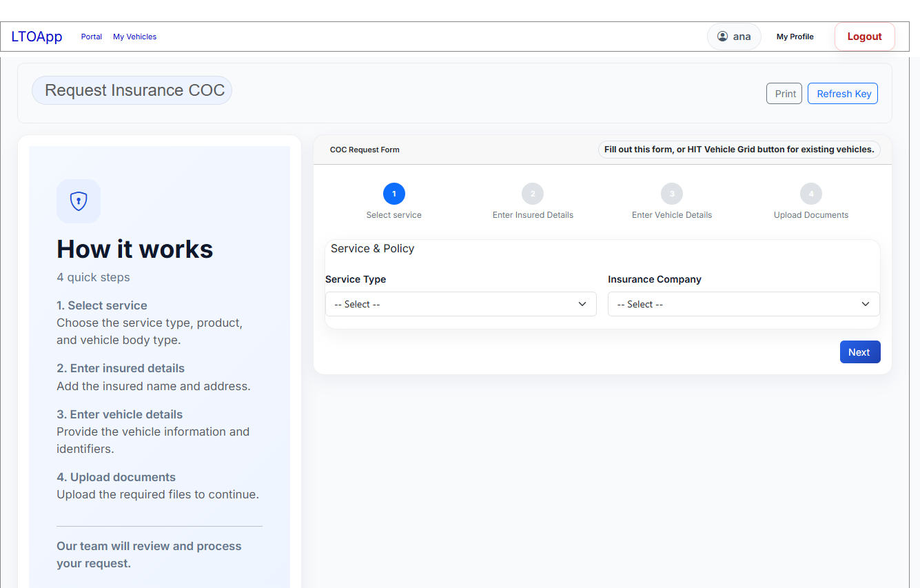 Landing Page After Login